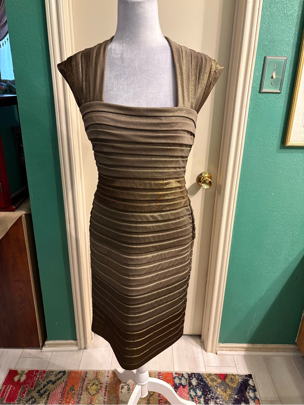 Tadashi Shoji Metallic Ombré Layered Midi Dress